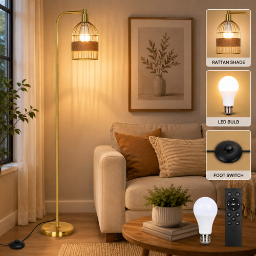 Gold floor lamp - gold, lamp,