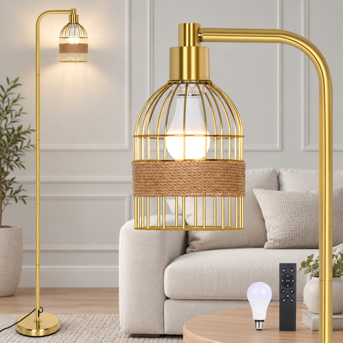 Floor lamp with rattan - with,