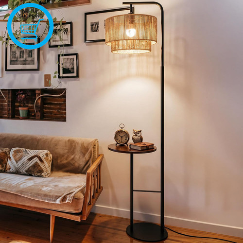 Rattan floor lamp boho with - lamp,