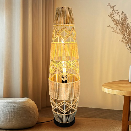 Rattan woven floor lamp boho - floor,