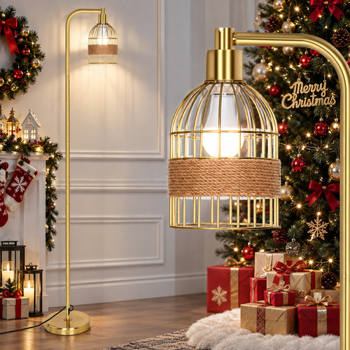 Gold floor lamp - gold,